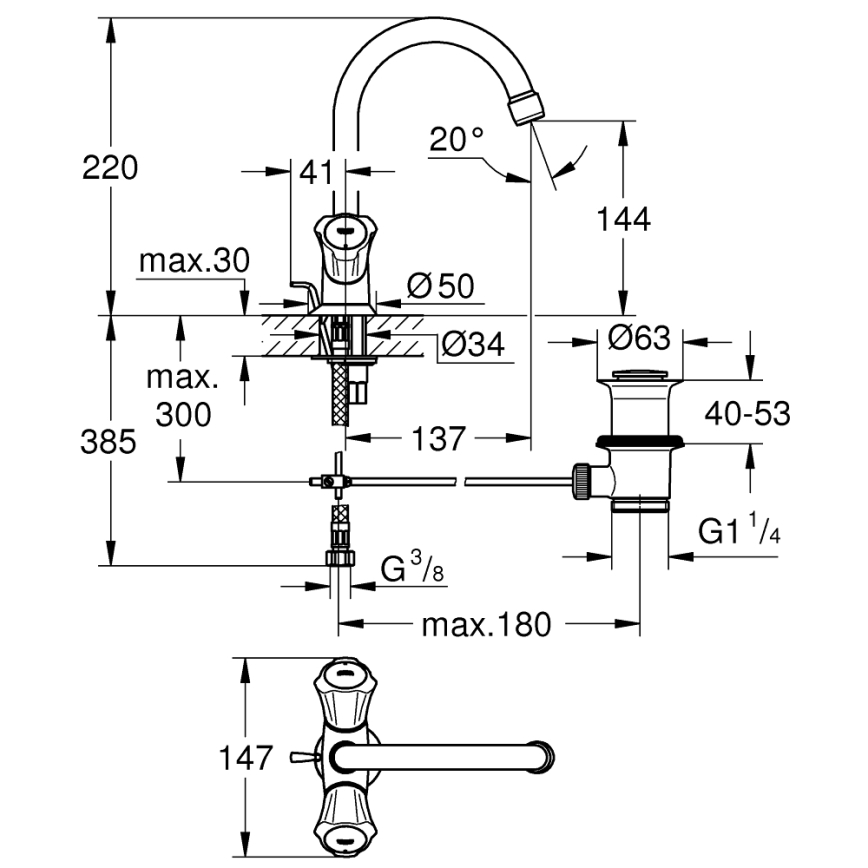 GROHE 21375001 - Wastafelmengkraan COSTA L glanzend chroom