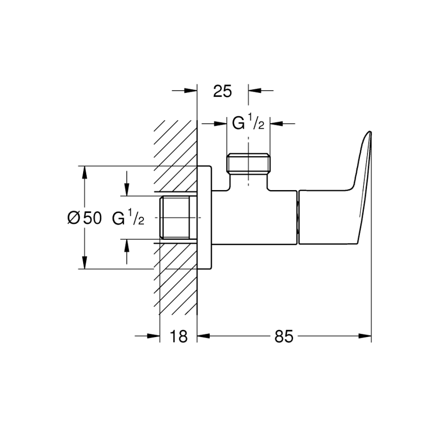 GROHE 22009001 - Hoekstopkraan DN 15 glanzend chroom
