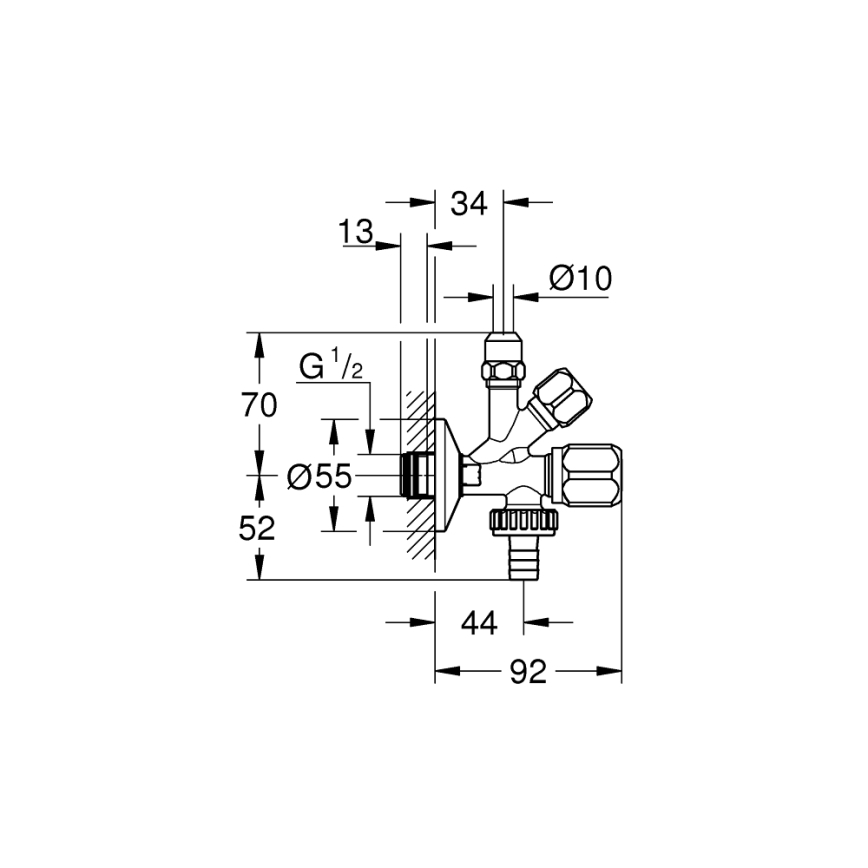GROHE 22036000 - Combi-hoekstopkraan ORIGINAL WAS® DN 15 glanzend chroom