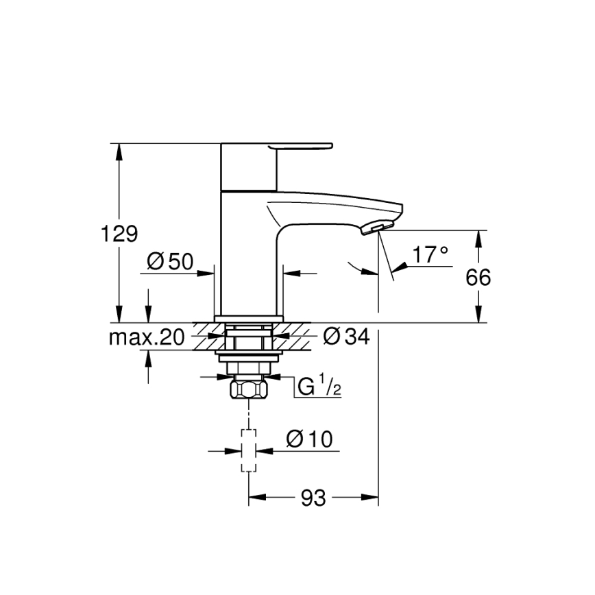 GROHE 23039002 - Staande kraan EUROSTYLE COSMOPOLITAN maat XS chroom