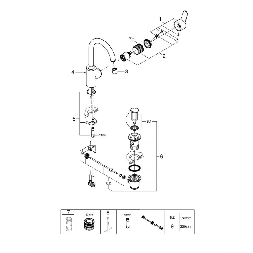 GROHE 23043003 - Wastafelkraan EUROSTYLE COSMOPOLITAN, maat L, chroom