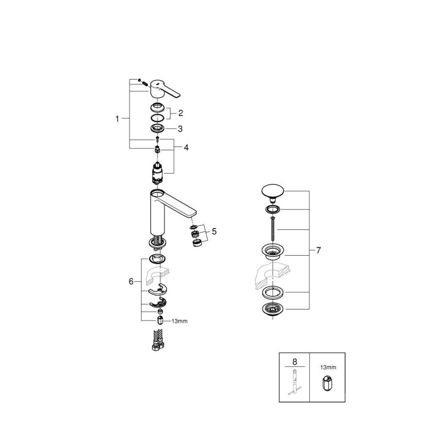 GROHE 23106AL1 - Mitigeur de lavabo LINEARE taille S graphite
