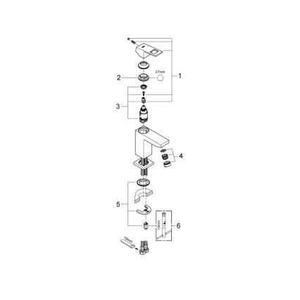 GROHE 2313200E - Wastafelkraan EUROCUBE maat S, glanzend chroom