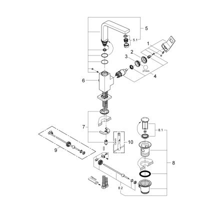 GROHE 23135AL0 - Wastafelkraan EUROCUBE maat L, grafiet