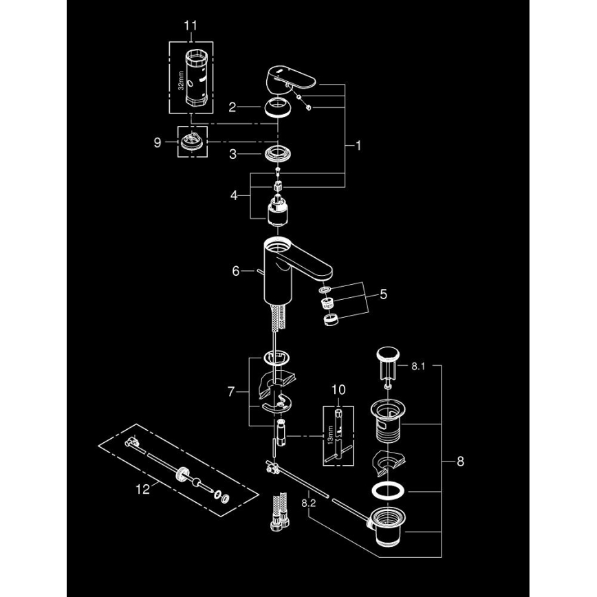 GROHE 23325000 - Wastafelkraan EUROSMART COSMOPOLITAN maat M chroom