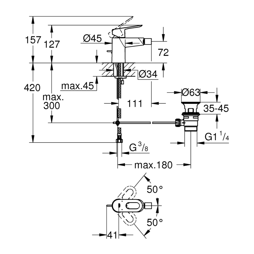 GROHE 23338000 - Mitigeur pour bidet BAULOOP chromé brillant