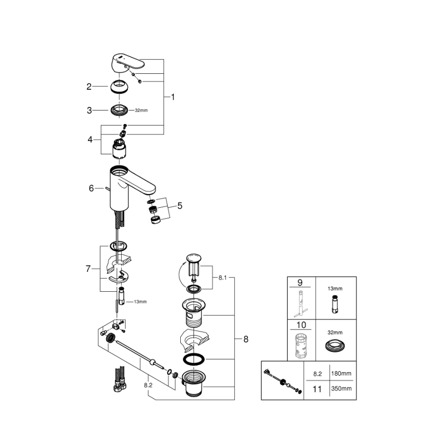 GROHE 2339600E - Wastafelkraan EUROSMART COSMOPOLITAN DN 15 maat M chroom