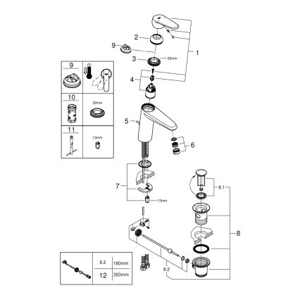 GROHE 23448002 - Wastafelmengkraan EURODISC COSMOPOLITAN maat M, chroom