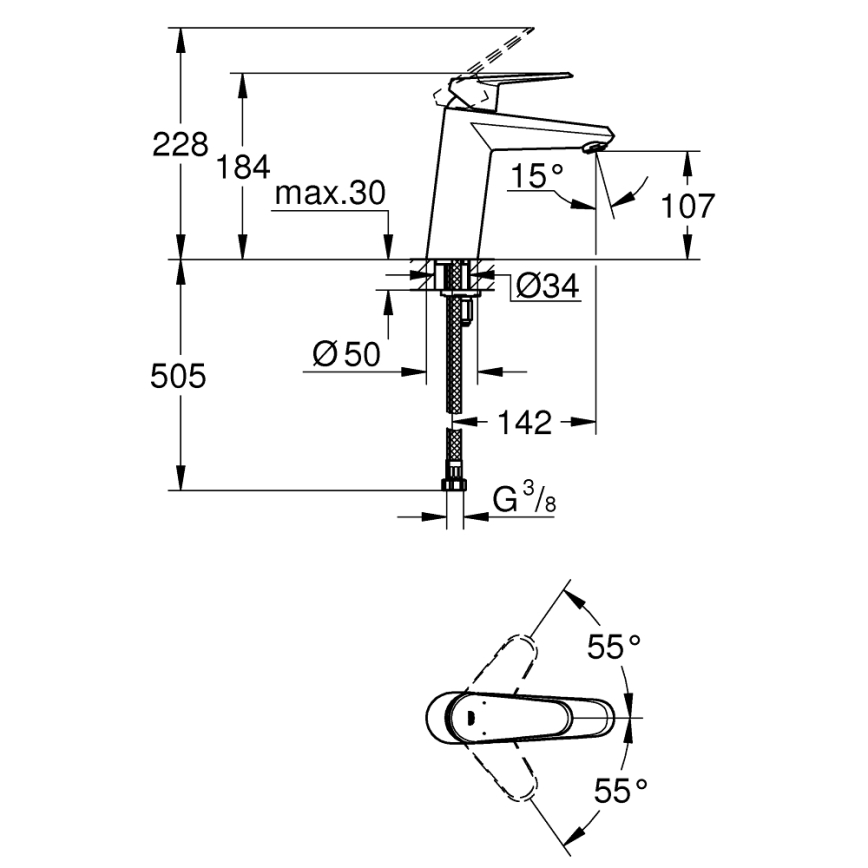 GROHE 23449002 - Wastafelmengkraan EURODISC COSMOPOLITAN maat M chroom