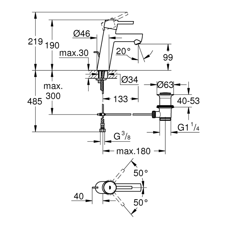 GROHE 23450001 - Wastafelkraan CONCETTO M, glanzend chroom