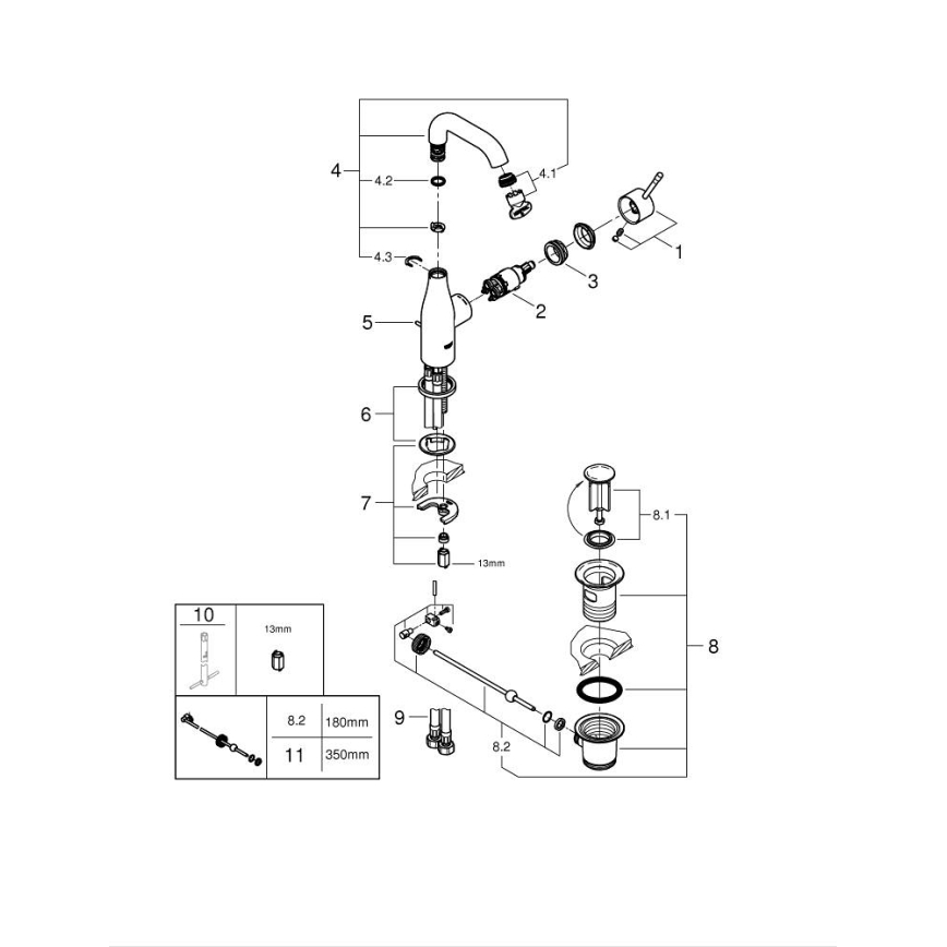 GROHE 23462001 - Wastafelkraan ESSENCE DN 15 maat M glanzend chroom