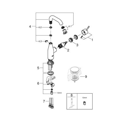 GROHE 23463001 - Wastafelmengkraan ESSENCE maat M, glanzend chroom