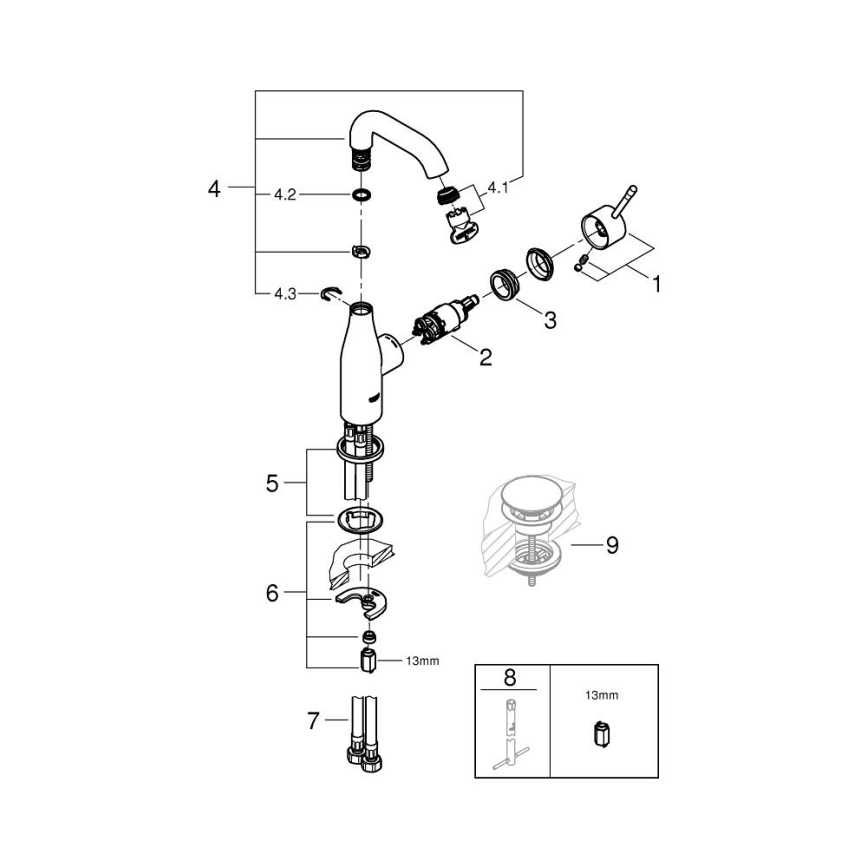 GROHE 23463001 - Wastafelmengkraan ESSENCE maat M, glanzend chroom