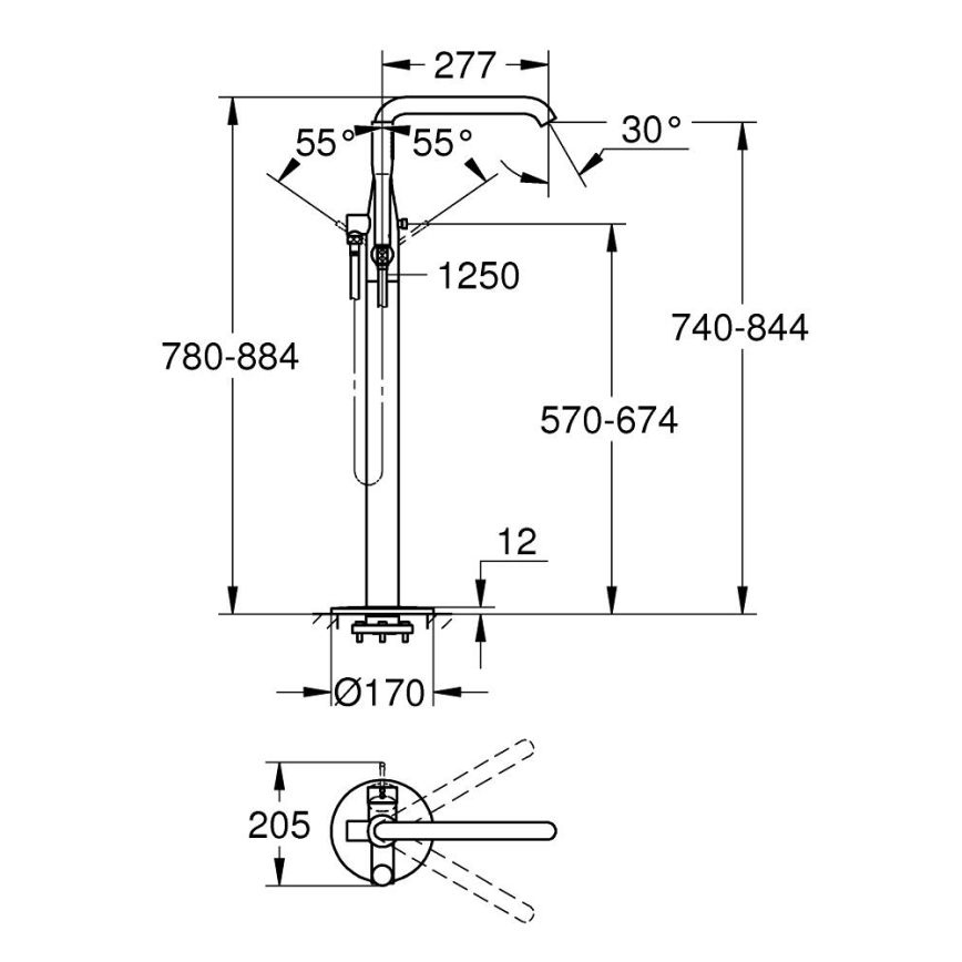 GROHE 23491DC1 - Mitigeur de baignoire ESSENCE 277 mm en inox