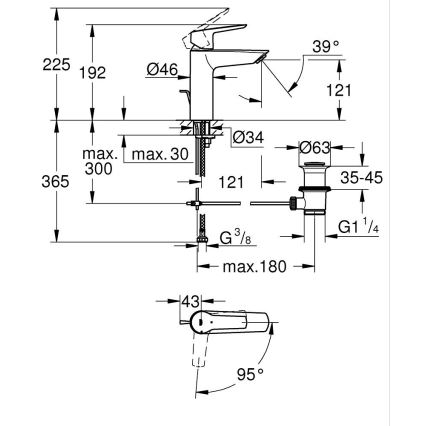 GROHE 235522432 - Wastafelkraan START 192 mm zwart