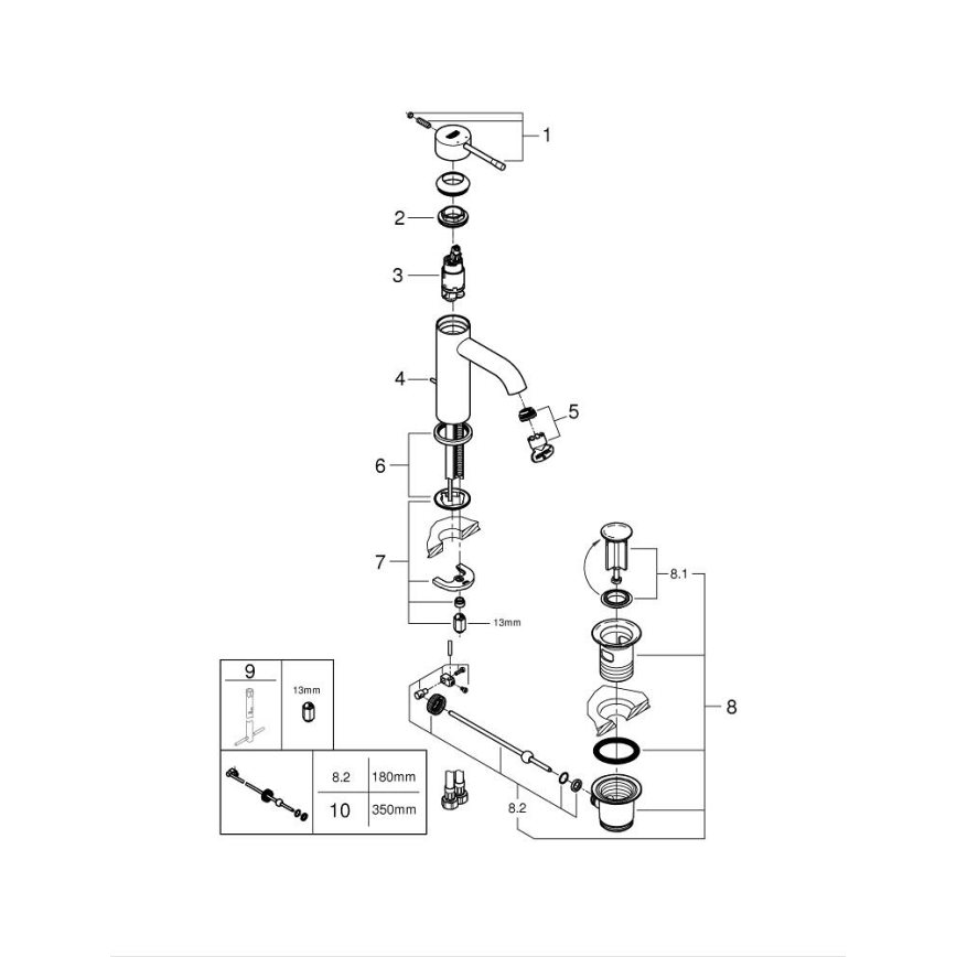 GROHE 23589001 - Mitigeur de lavabo ESSENCE taille S, chromé brillant