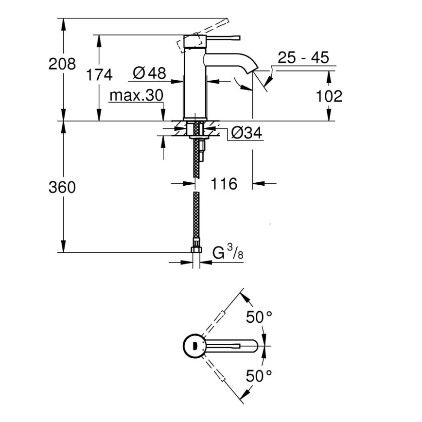 GROHE 23590GN1 - Mitigeur de lavabo ESSENCE taille S doré