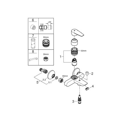 GROHE 23605001 - Badmengkraan BAUEDGE 150±15 mm glanzend chroom