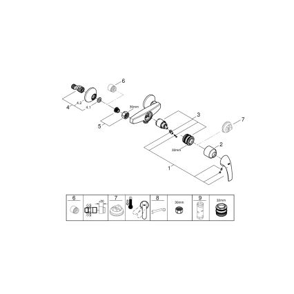 GROHE 23631000 - Mitigeur de douche BAUCURVE 150 mm chrome brillant