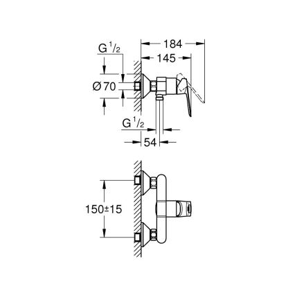 GROHE 23634000 - Mitigeur de douche BAULOOP DN 15 chrome brillant