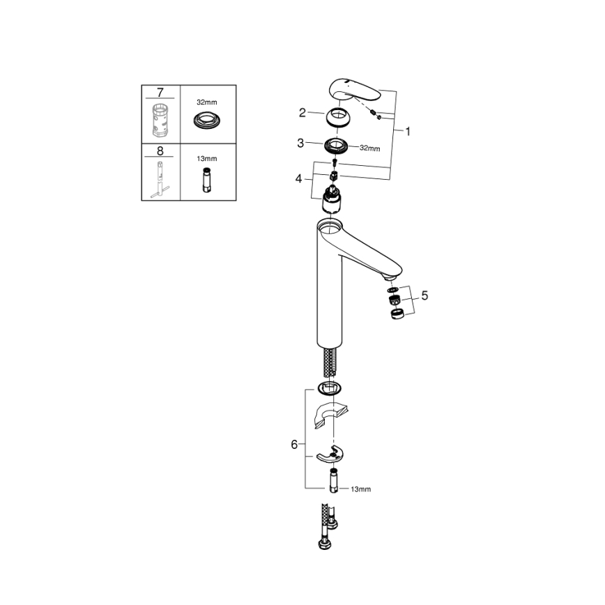 GROHE 23719003 - Mitigeur pour lavabo EUROSTYLE XL, chrome poli