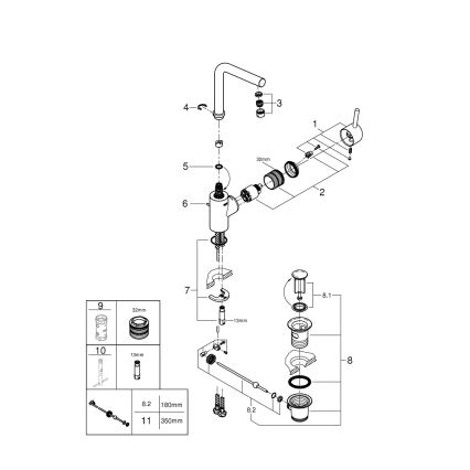 GROHE 23739002 - Wastafelmengkraan CONCETTO 291 mm glanzend chroom