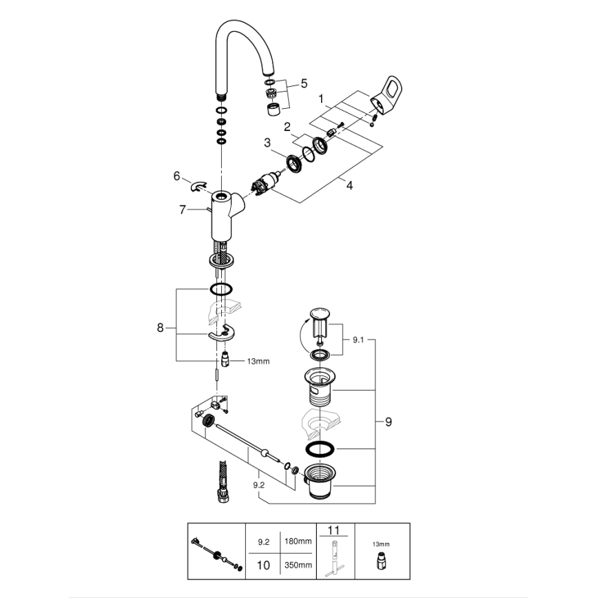 GROHE 23763000 - Wastafelkraan BAULOOP, maat L, glanzend chroom