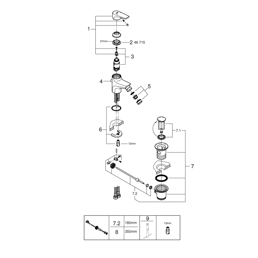 GROHE 23770000 - Mitigeur pour bidet START FLOW, chrome poli