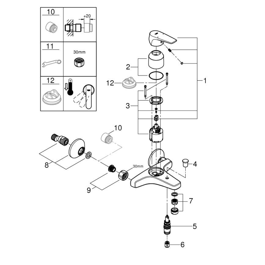 GROHE 23772000 - Badmengkraan START FLOW 150 mm glanzend chroom