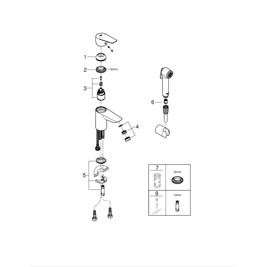 GROHE 23773001 - Mitigeur de lavabo START EDGE, taille S, chrome brillant