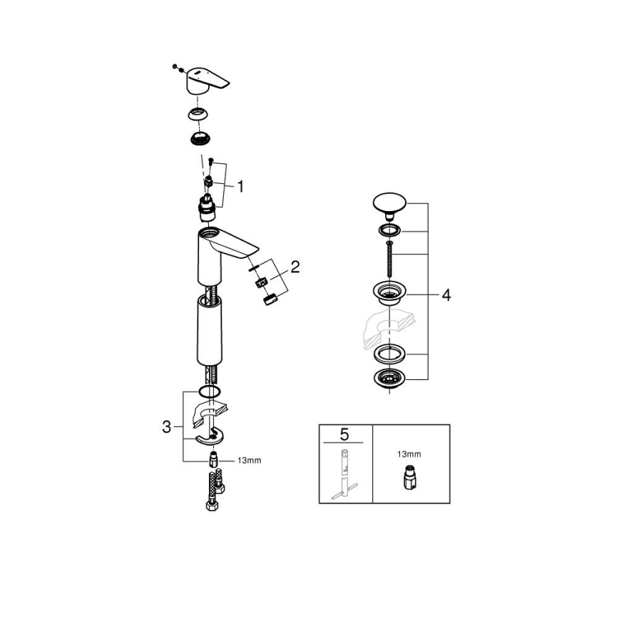 GROHE 23777001 - Wastafelkraan START EDGE maat XL glanzend chroom
