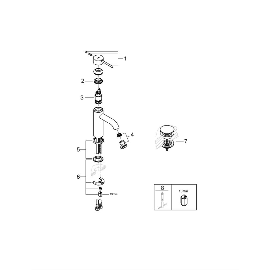 GROHE 23797001 - Wastafelkraan ESSENCE maat S glanzend chroom