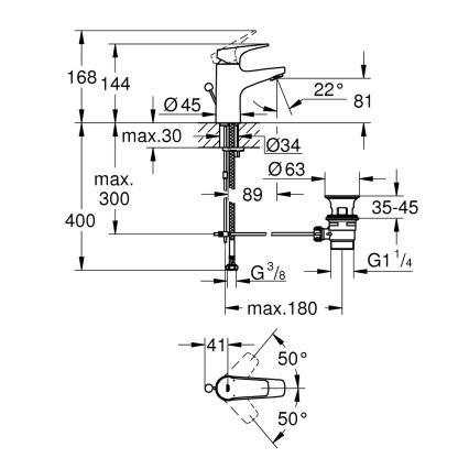 GROHE 23809000 - Wastafelmengkraan START FLOW DN 15 glanzend chroom