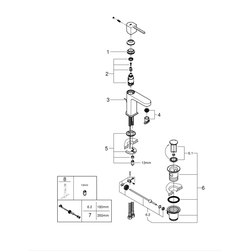 GROHE 23870003 - Wastafelkraan PLUS maat S glanzend chroom