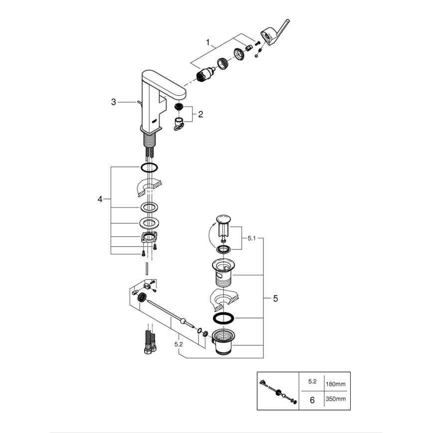 GROHE 23871003 - Wastafelmengkraan PLUS, maat M, glanzend chroom