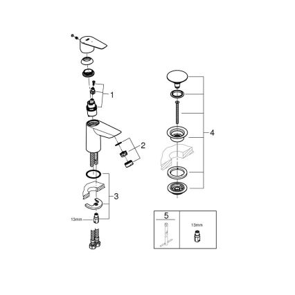 GROHE 23900001 - START EDGE wastafelkraan, maat S, glanzend chroom