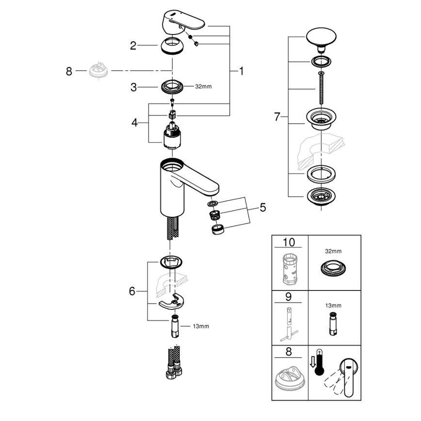GROHE 23926000 - Wastafelmengkraan DN 15 maat M, glanzend chroom