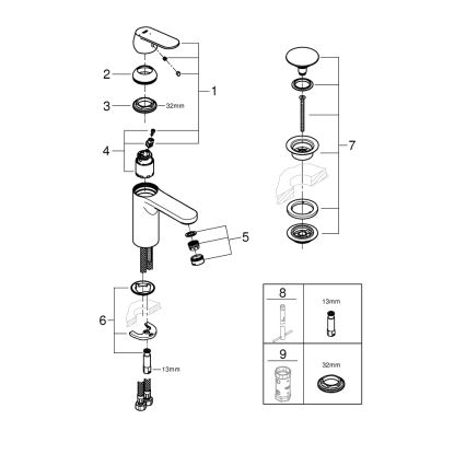 GROHE 23928000 - Wastafelkraan DN 15, maat M, glanzend chroom