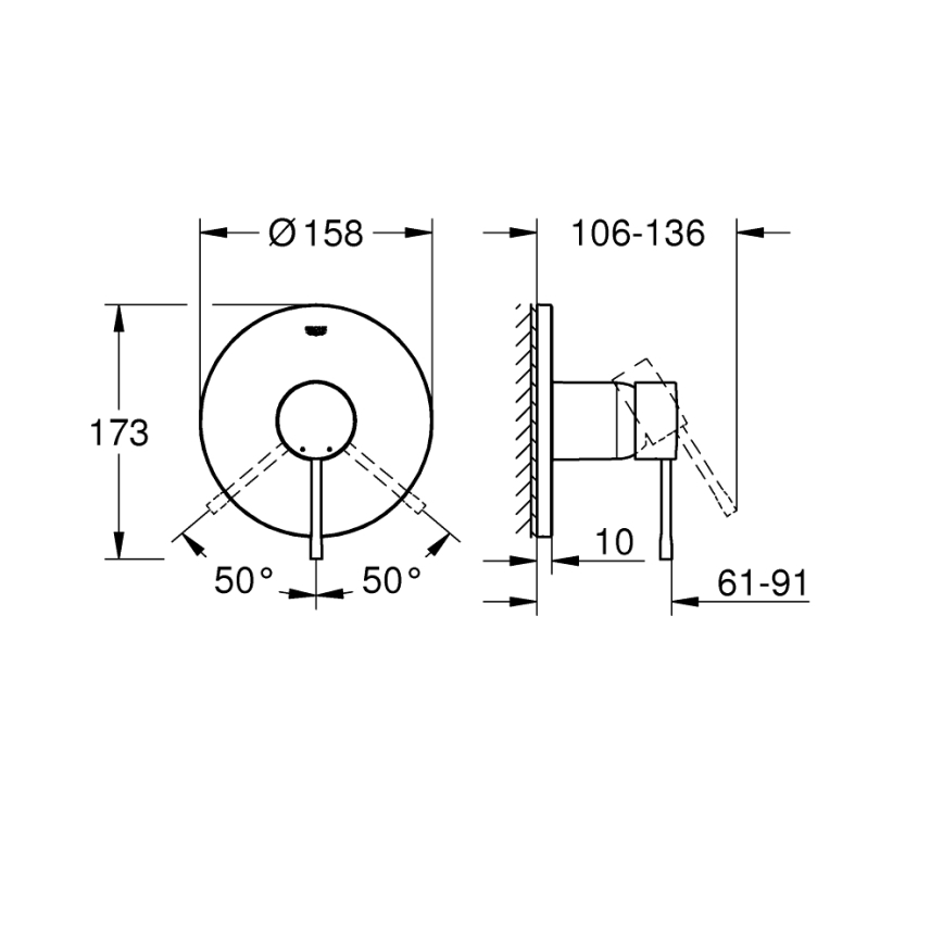 GROHE 24057GN1 - Mitigeur de douche ESSENCE, fini doré brossé