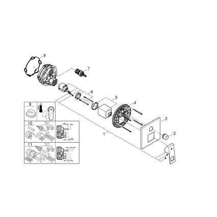 GROHE 24094000 - Mitigeur EUROCUBE avec inverseur 3 voies, chromé brillant