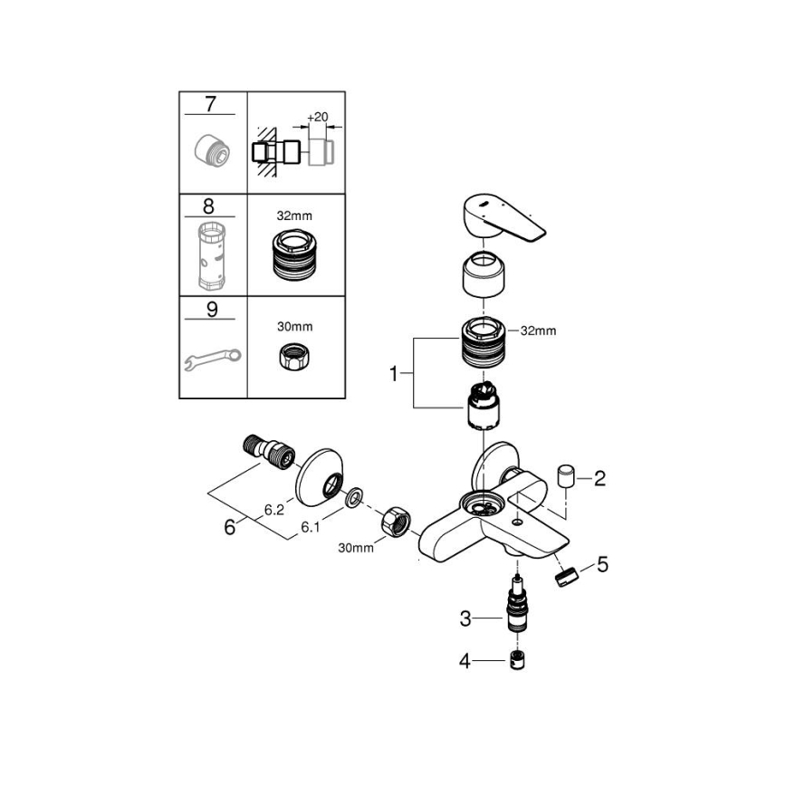 GROHE 24198001 - Mitigeur de baignoire DN 15 chrome brillant