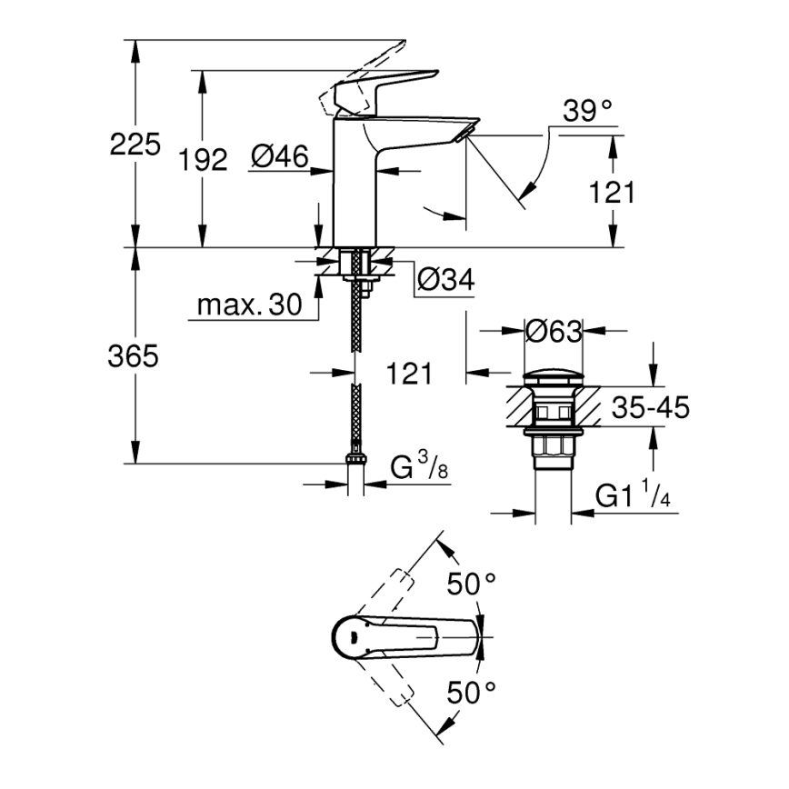 GROHE 24204002 - Wastafelkraan START maat M glanzend chroom