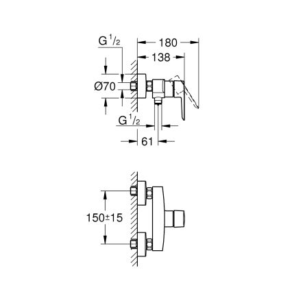 GROHE 24208002 - START douchemengkraan voor wandmontage DN 15, glanzend chroom