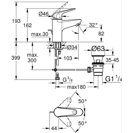 GROHE 24316001 - Wastafelkraan SWIFT DN 15 glanzend chroom