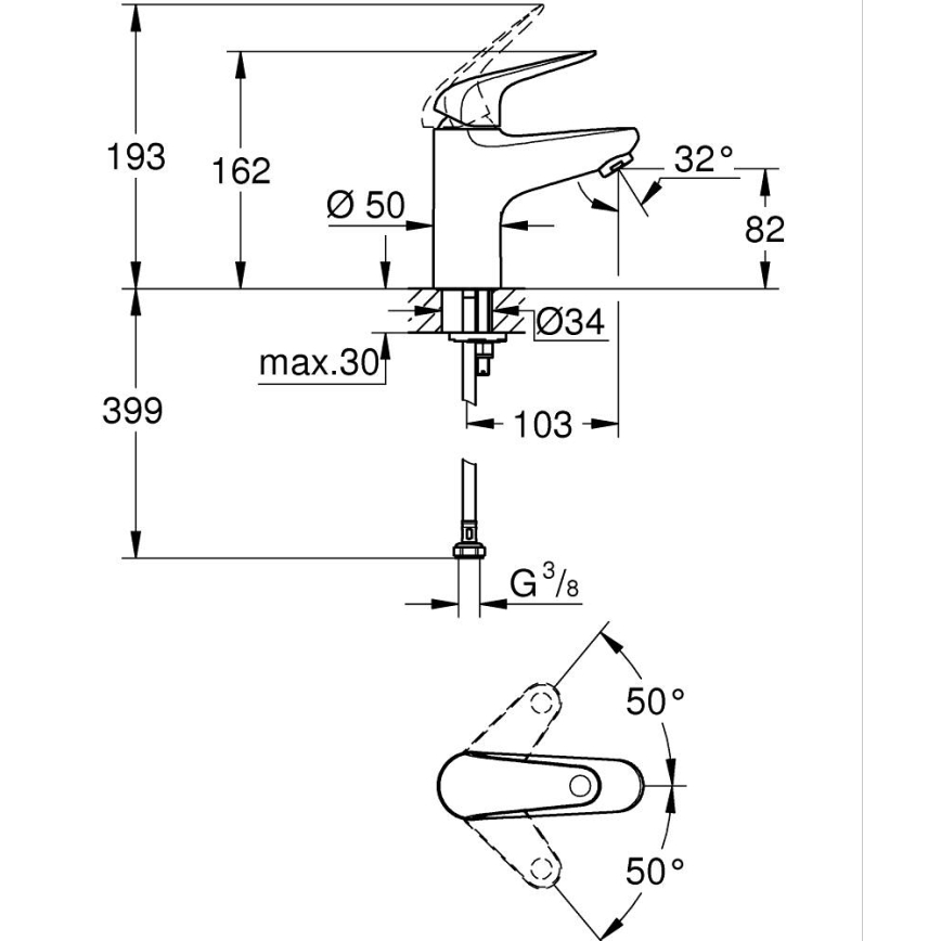 GROHE 24317001 - Wastafelkraan SWIFT 162 mm glanzend chroom