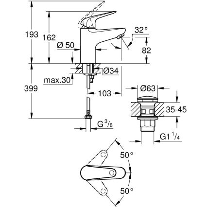 GROHE 24318001 - Mitigeur pour lavabo SWIFT 162 mm, chrome brillant