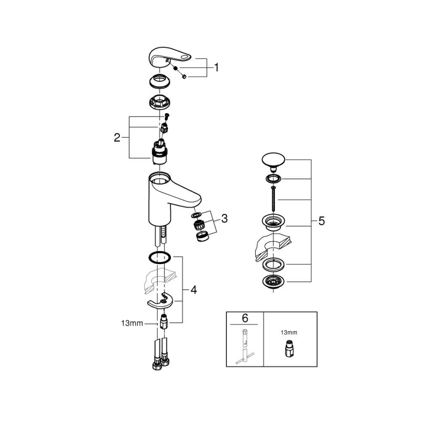 GROHE 24326001 - Wastafelkraan SWIFT DN 15 maat M, glanzend chroom