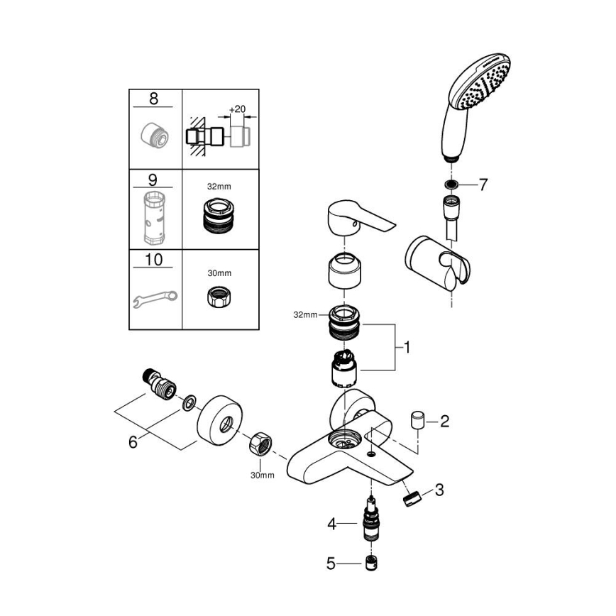 GROHE 25283002 - Badmengkraan met accessoires DN 15 glanzend chroom