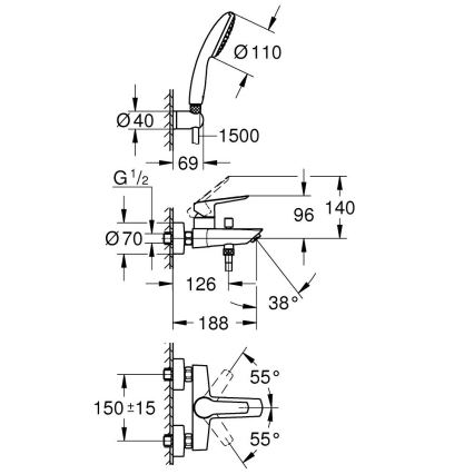 GROHE 25283002 - Badmengkraan met toebehoren DN 15 glanzend chroom