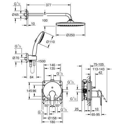 GROHE 25292000 - Inbouwdouchesysteem VITALIO START 250 chroom
